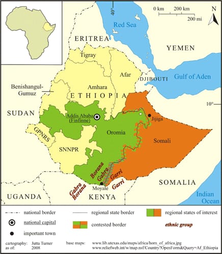 Ethiopian Map with Somali Region