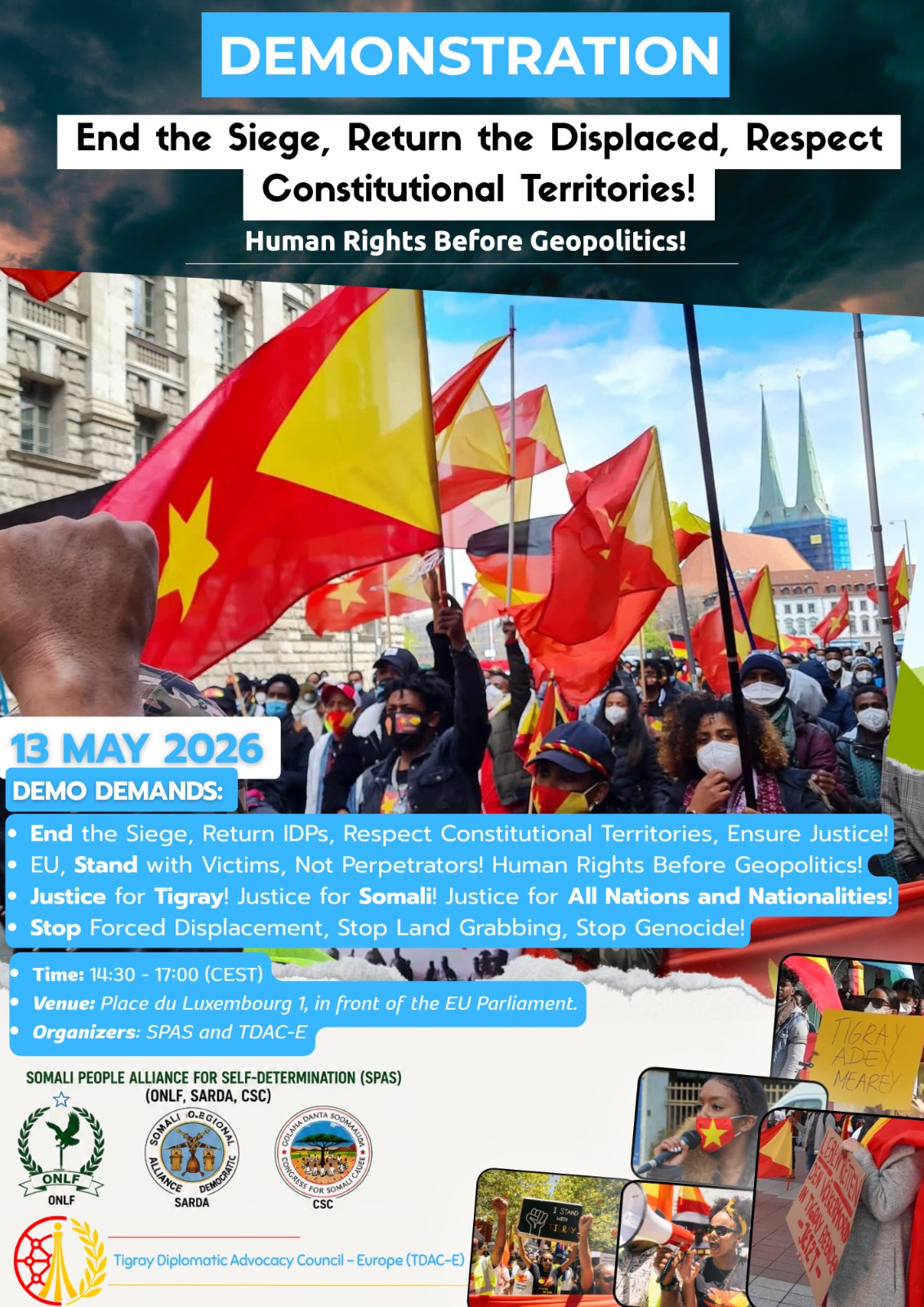 planned 13th May protest in Belguim